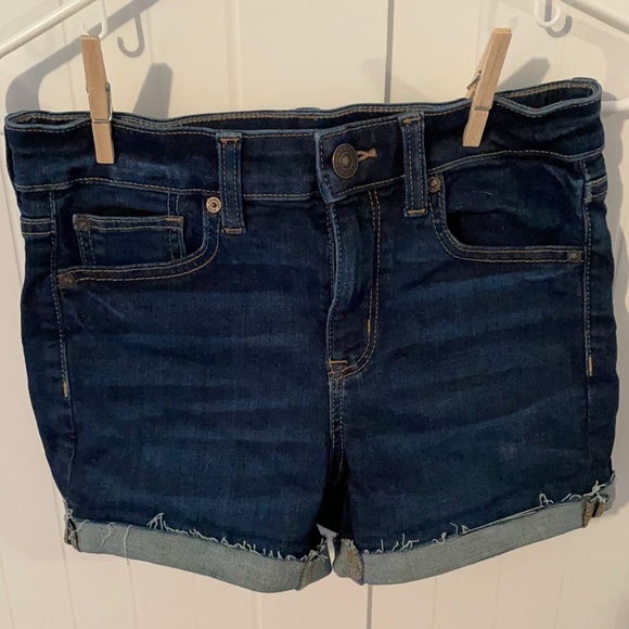 AE 🦅 2 Hi Rise Shortie Jean Shorts American Eagle - Picture 1 of 8